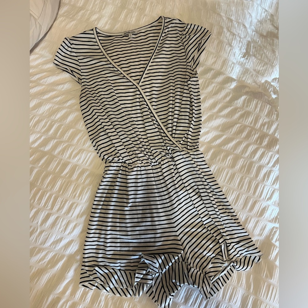 Black and white stripped romper